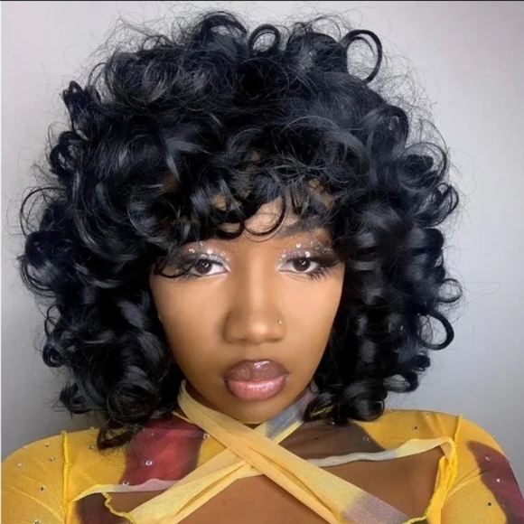 NWOT Afro Kinky Curly Wig Bouncy Fluffy Synthetic Hair Heat Resistant Wig - Picture 2 of 2